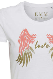 Love Tee | Hvid / Coral | T-shirt med tryk fra Emm Copenhagen