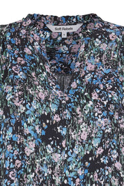 Ember Blouse | Multi pop flower azure blue print | Strik fra Soft Rebels