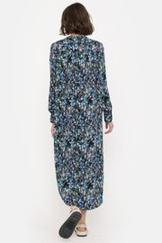Ember Midi Dress | Multi pop flower azure blue print | Kjole fra Soft Rebels