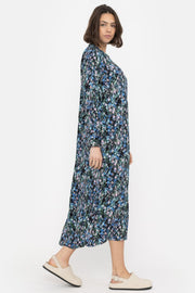 Ember Midi Dress | Multi pop flower azure blue print | Kjole fra Soft Rebels