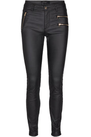 Aida Pant Cooper Gold | Black | Coatede jeans med lynlåse fra Freequent