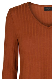 Dies v-neck bluse | Cinnamon stick | Ribbet bluse fra Freequent