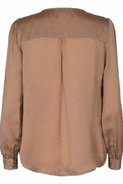 Nicci Blouse Puff | Gold | Bluse med pufærmer fra Freequent
