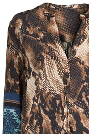 Shirt Dress | Brunt/Blå | Kjole med snake og blomster print fra Gustav