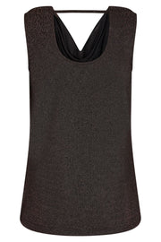 Glit Top | Black w. Cappuccino | Top fra Freequent