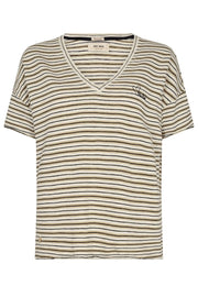 Glory V-SS Stripe Tee | Twill | T-shirt fra Mos Mosh