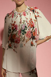 Amber, chiffon shirt | Tomato Flower Print | Skjorte fra Gustav