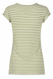 Troy Stripe Tee ss | Oil green | T-shirt fra Mos Mosh