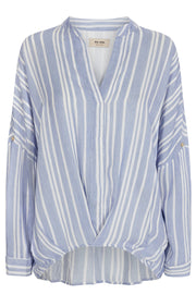 Hessa Stelo Stripe Blouse | Blue Stripe | Bluses/Tops fra Mos Mosh