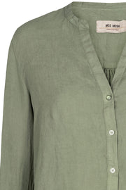 Danna Linen Blouse | Oil green | Hørskjorte fra Mos Mosh