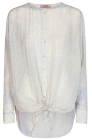 Valja Mini Paisley Shirt | Chambray blue | Skjorte med bindebånd fra Mos Mosh