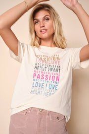Harriet O-SS Premium Tee | Ecru | T-shirt fra Mos Mosh