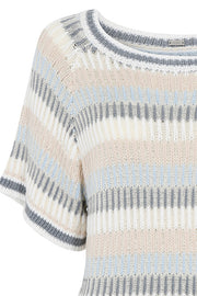 Helmi striped knit cape | Blue Heaven | Strik fra Gustav