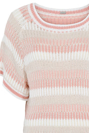 Helmi striped knit cape | Pale Rose | Strik fra Gustav