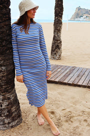 Roberta Dress | Dusty Blue Sand Stripe | Kjole fra Liberté