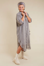 Frill shirt dress | Grey | Kjole fra Marta du Chateau