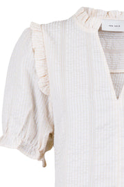 Rosalie mini check blouse | Sand | Bluse fra Neo Noir