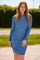 Alma Long Dress | Blå | Kjole med polkaprikker fra Liberté