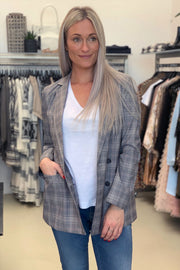 Holly Check Blazer | Mid Grey | Ternet blazer fra Co'Couture