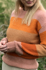 Bobbi Pullover | Rose Orange Stripe | Stribet pullover fra Liberté