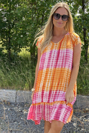 Sunrise Crop Tie Dye Dress | Pink & Orange | Kjole fra Co'Couture