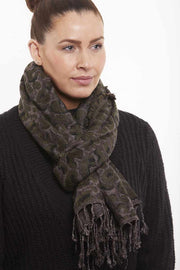 Beth scarf | Army | Vævet leopard tørklæde fra Stylesnob