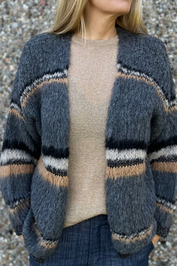 Tori Brushed Cardigan | Grey | Strik cardigan fra Colour – Lisen.dk