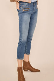 Berlin Satin Jeans, Cropped | Blue | Jeans fra Mos Mosh