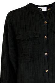 Kendell Gauze Shirt Dress | Sort | Skjorte kjole fra Neo Noir