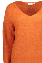 Knit V-Neck LS | Orange | Strik pullover fra Saint Tropez