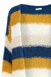 Kala Knit Cardigan Wool | Dusty Blue / Ocker | Strik cardigan fra Noella