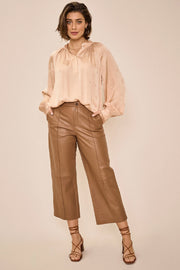 Como Leather Pant (Cropped) | Toasted Coconut | Bukser fra Mos Mosh