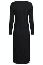 Janine Solid Plisse Dress | Black | Kjole fra Neo Noir