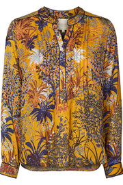 HELENA SHIRT | Varm gul med print | Skjorte fra LOLLYS LAUNDRY