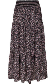 Bonni Skirt | Sort | Lang nederdel med blomsterprint fra Lollys Laundry