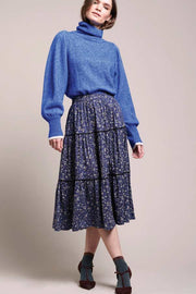 Morning Skirt | Blå | Nederdel med blomsterprint fra Lollys Laundry