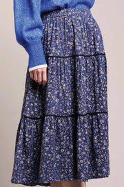 Morning Skirt | Blå | Nederdel med blomsterprint fra Lollys Laundry