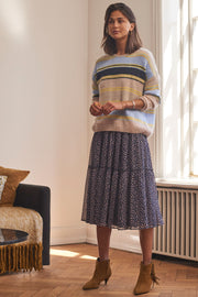 Cuba Skirt | Dot print | Mørkeblå nederdel med prikker fra Lolly's Laundry