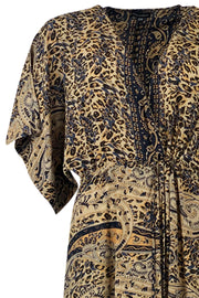 LUNA waistline kaftan dress | Exotic Leo | Kjole fra Black Colour