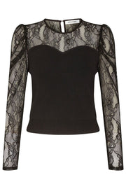 Leena Lace Mix Blouse | Black | Skjorte fra Co'couture