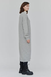 Lise V-Dress l Grey Melange l Strikkjole fra Basic Apparel