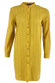 Malkie Embroidery Dress | Yellow | Broderie anglaise skjortekjole fra Black Colour