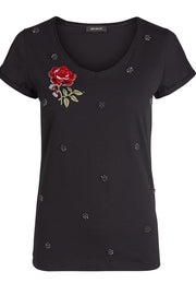 DIAMOND TEE | Sort med roser | T-shirt fra MOS MOSH
