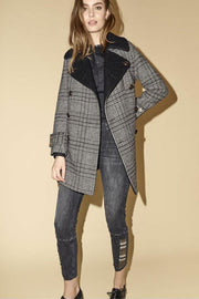Miranda Check Coat | Grå | Uld jakke med tern fra MOS MOSH