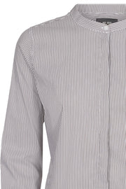 Mattie Stripe Shirt | Coffee Bean Stripe | Stribet skjorte med flæse fra Mos Mosh