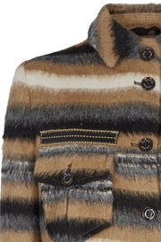 Louis Mink Shirt | Burro Camel Stripe | Uld jakke med striber fra Mos Mosh