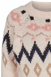 Mira knit | Rosa | Strik trøje med print fra Mos Mosh