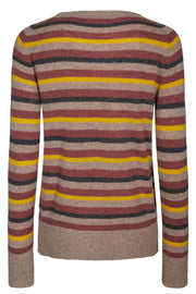 Marbel Stripe Cashmere | Gul/Bordeaux | Stribet cashmere strik fra Mos Mosh