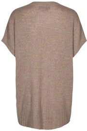 Chia Cashmere Slipover | Taupe Grey | Strik bluse med korte ærmer fra Mos Mosh