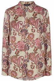 Taylor weave shirt | Sand | Skjorte med blomsterprint fra Mos Mosh